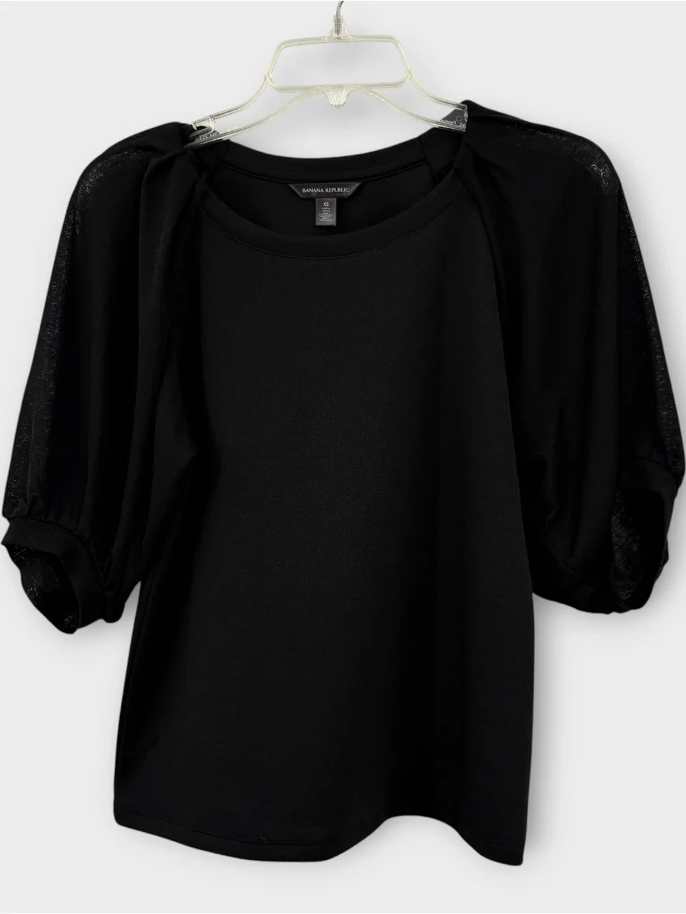 Banana‎ Republic Black Puff Sleeve Blouse Top XS
